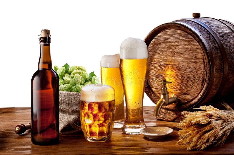 Beer barrel with glasses