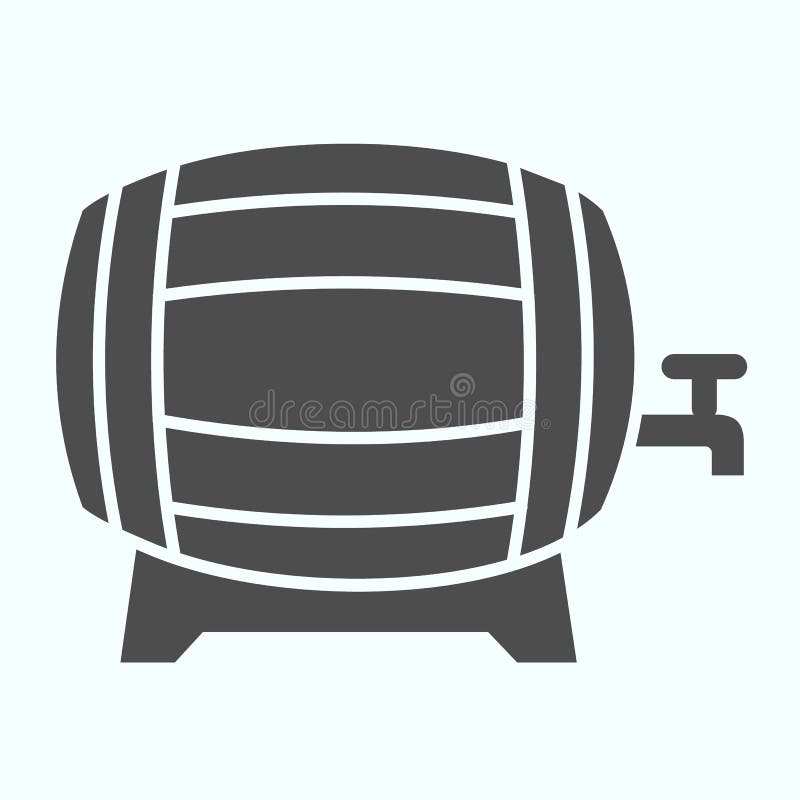 Beer Barrel solid icon. Wood tube with tap vector illustration isolated on white. Cask for beer or wine glyph style stock illustration