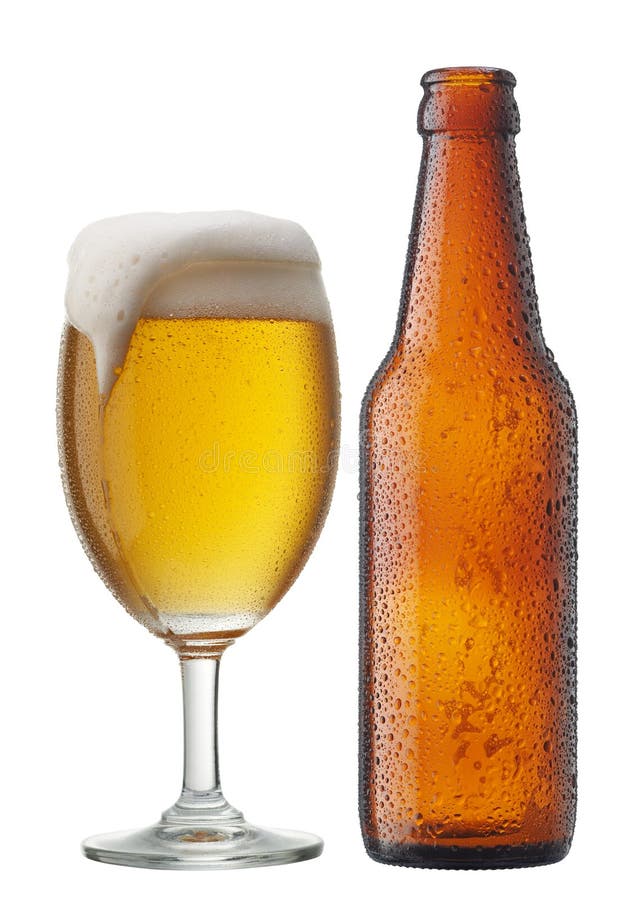 Bottle of Beer with Splash, on Green Background Stock Image Image of