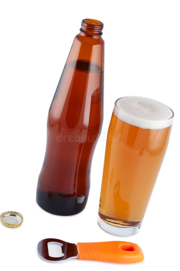 Beer in bottle with bottle opener.