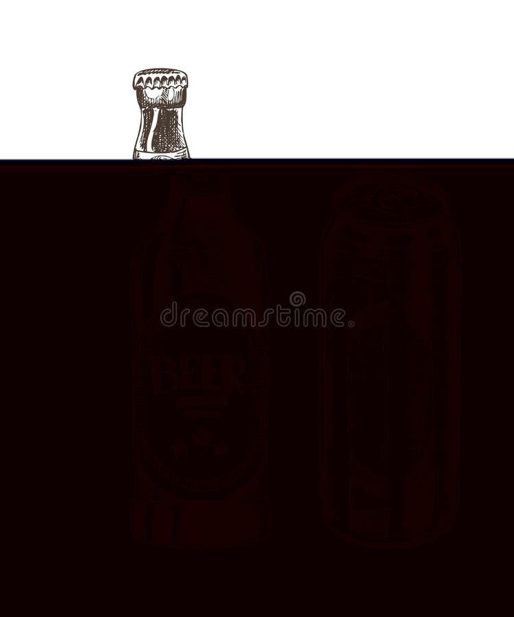 Beer Bottle and Can Isolated on White Backdrop Stock Vector