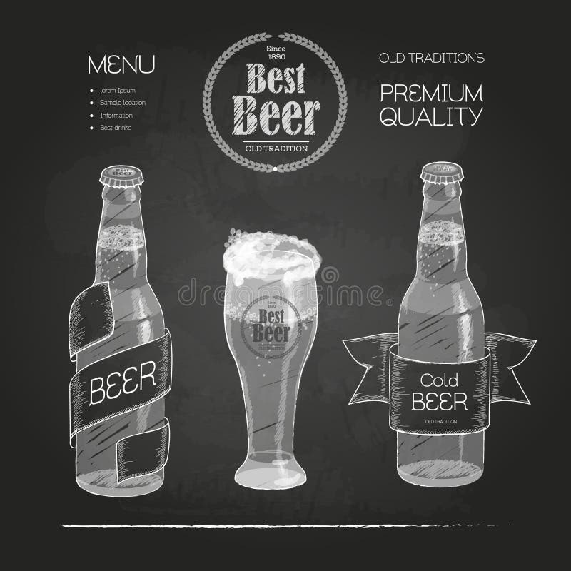 Bottle of cold beer sketch Royalty Free Vector Image