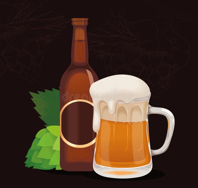 Beer bottle and glass stock vector. Illustration of cheers 249262897