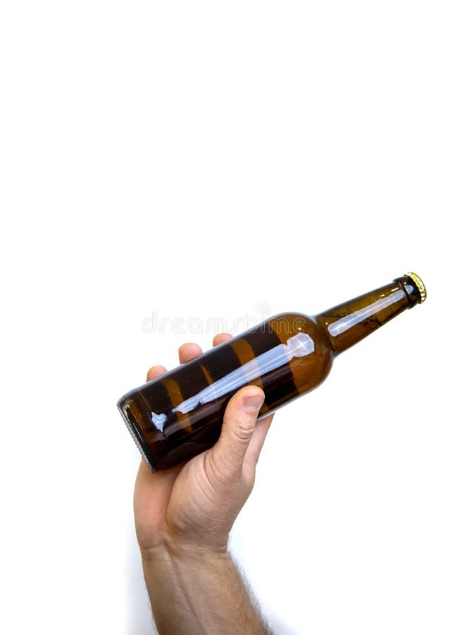 Beer Bottle in Hand Isolated on White. Stock Photo Image of alcohol, party 270776898
