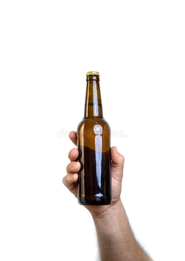 Beer Bottle in Hand Isolated on White. Stock Image Image of glass, white 270934725