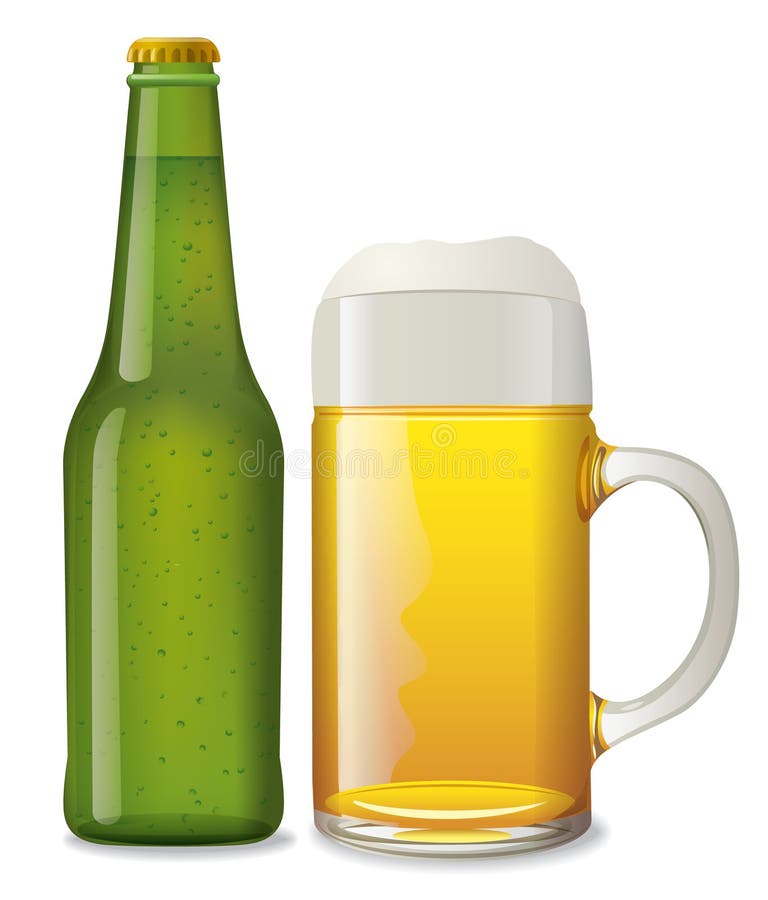 Download Beer bottle and mug stock vector. Illustration of froth ...