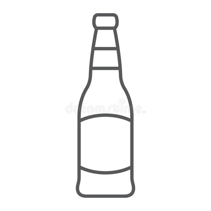 Beer bottle thin line icon, st patrick`s day and alcohol, glass beer bottle sign, vector graphics, a linear pattern on a royalty free illustration