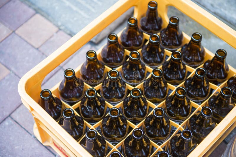 Beer Bottle in Yellow Plastic Crates Stock Photo Image of recycle, crates 69699950