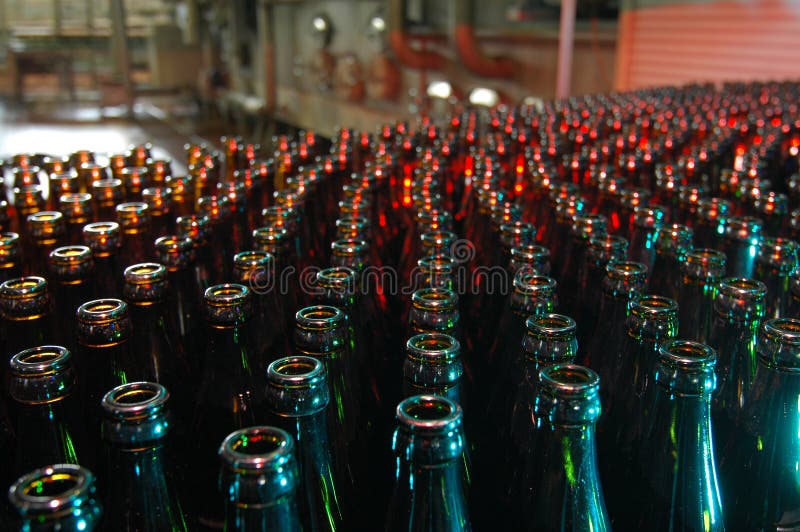 Beer bottles in a brewery