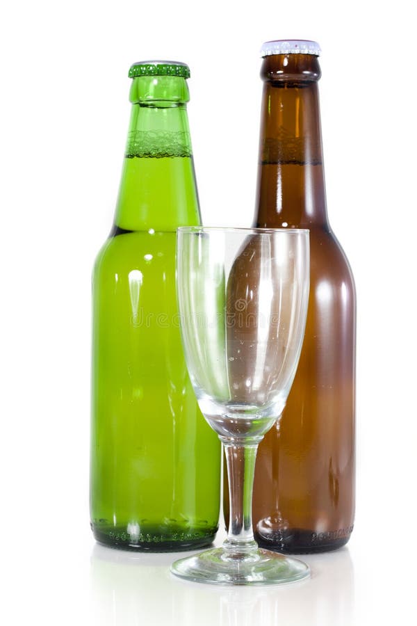 Beer bottles with glass stock image. Image of lager, isolated 28791451