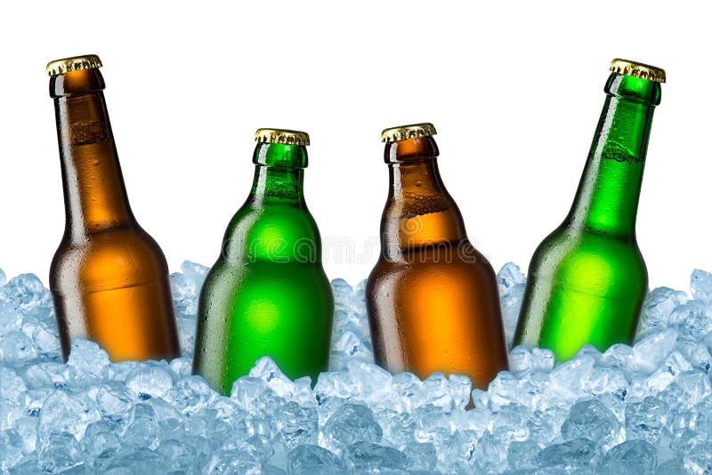 Beer bottles on ice