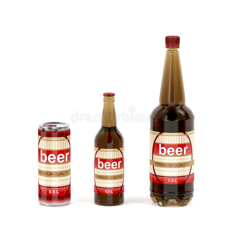 Beer Containers on White Background Stock Illustration Illustration