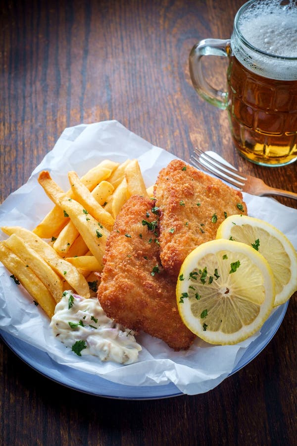 Beer Fish and Chips stock image. Image of mayo, food 152978173