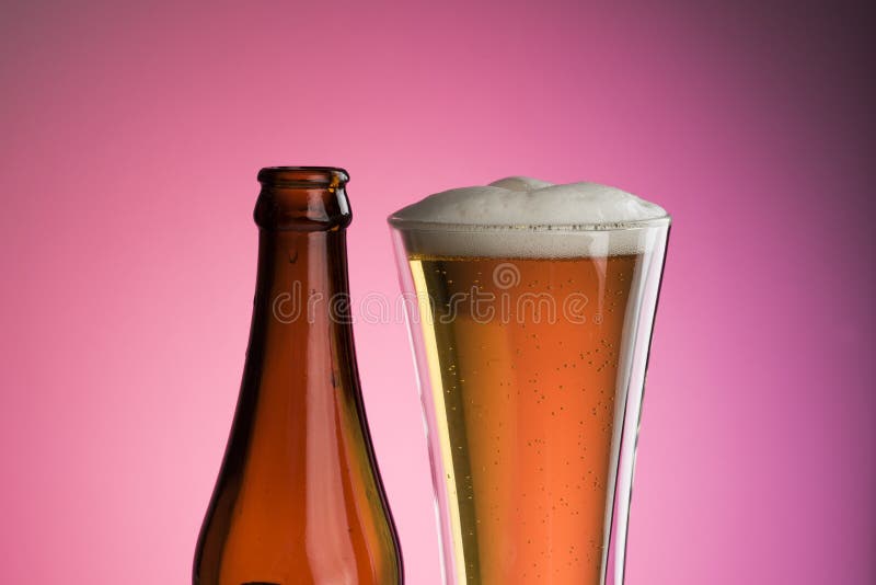 Beer Glass and Bottle stock image