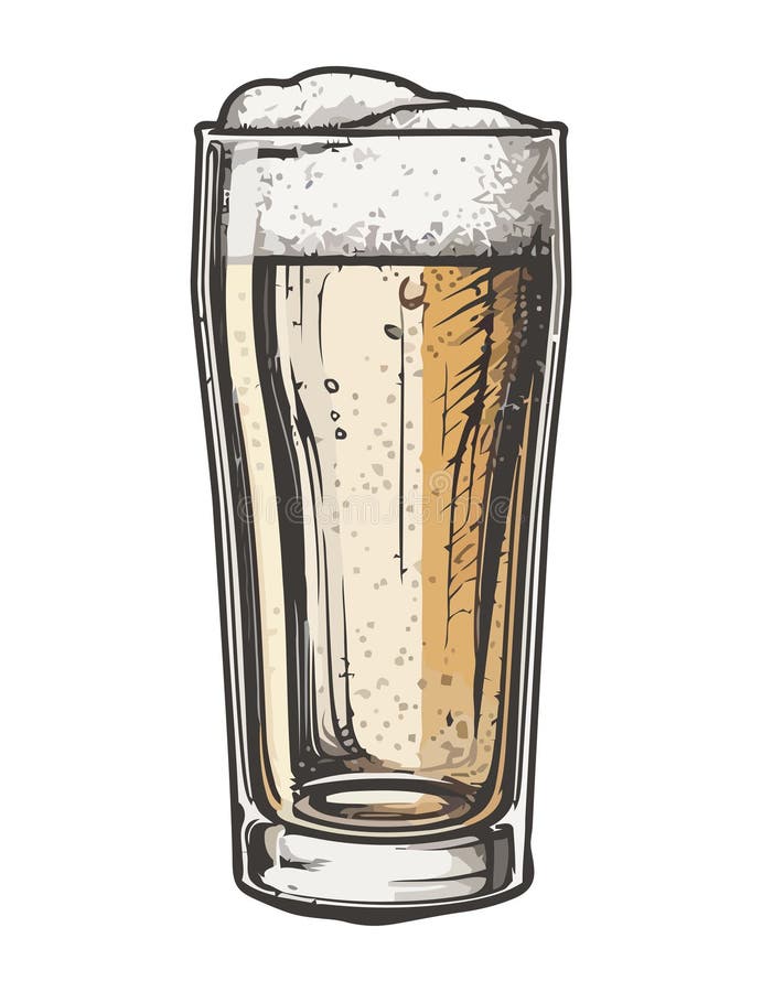 Beer in glass sketch style stock vector. Illustration of menu 276252322