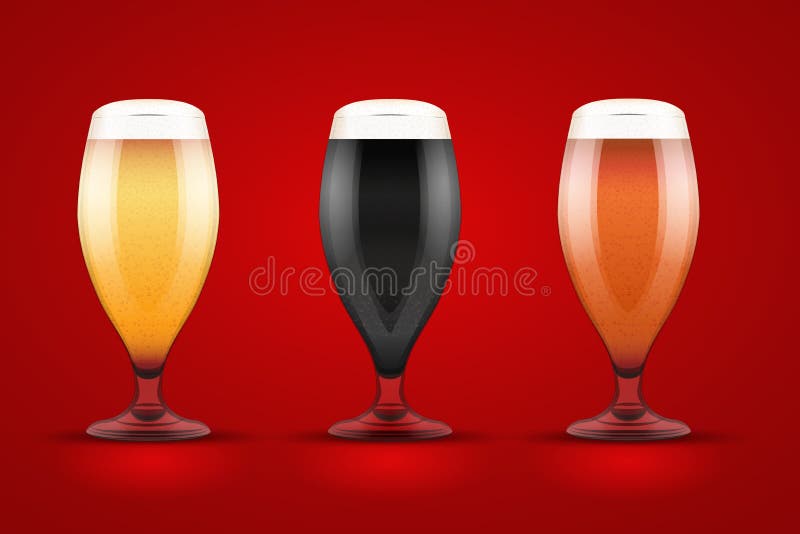 Beer Glass with Three Brands Stock Vector Illustration of bubbles