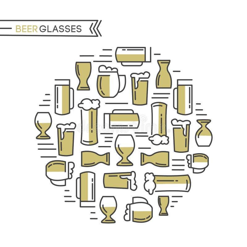 Beer Glasses Realistic Infographics with Various Types of Empty and