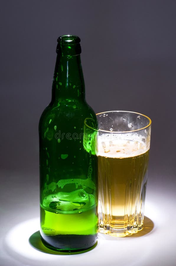 Beer Green Bottle and Glass Stock Photo Image of celebration, fresh