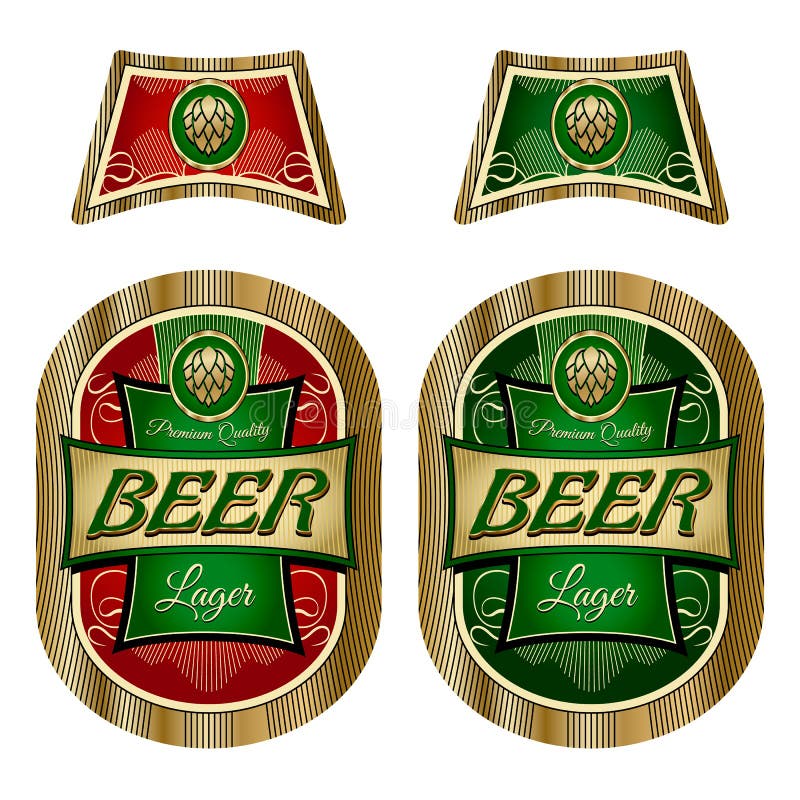 Beer Label Template with Neck Label. Stock Illustration - Illustration ...