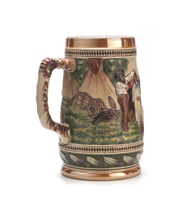 Beer Mug Made of Clay on a White Background Stock Photo Image of golden, lager 187730910