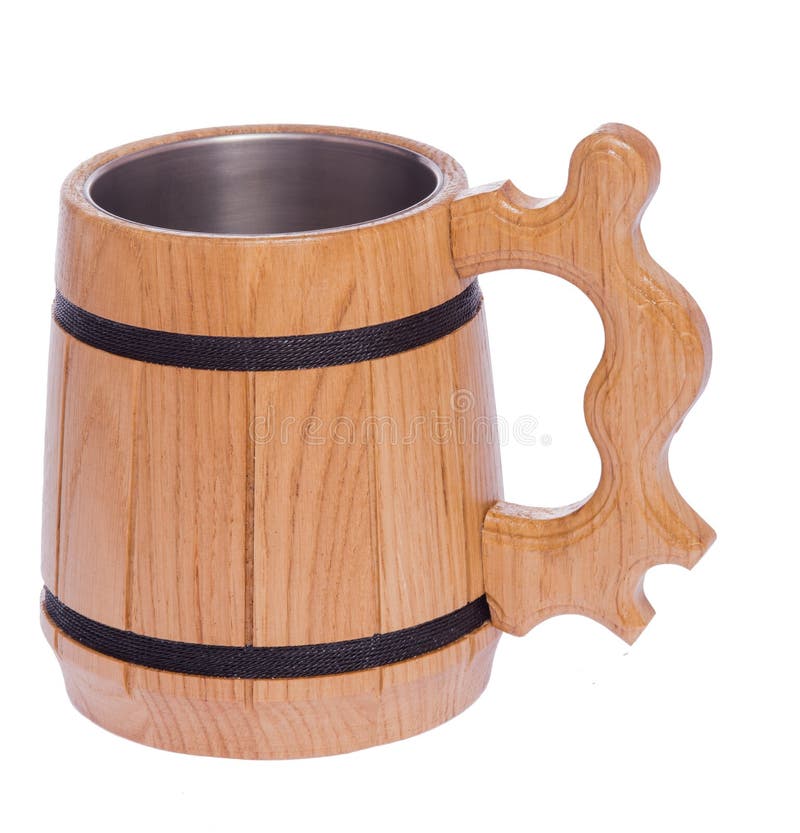 Beer mug made of wood stock image. Image of natural 173748201