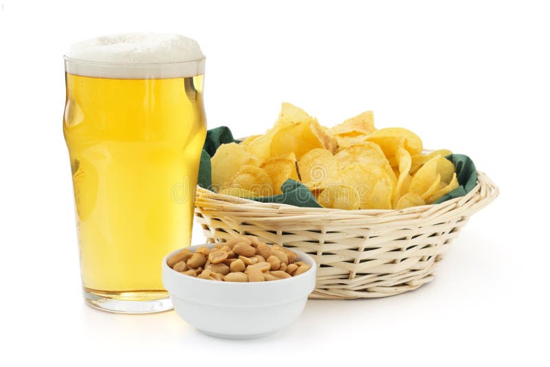 Beer, peanuts and crisps