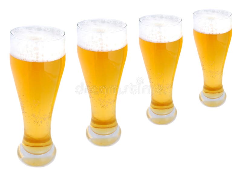 Beer pints in a row