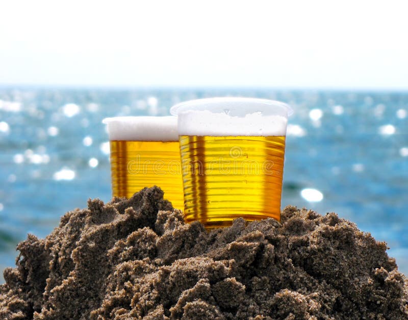 Beer in Plastic Cups Outdoor Stock Image Image of lager, holiday