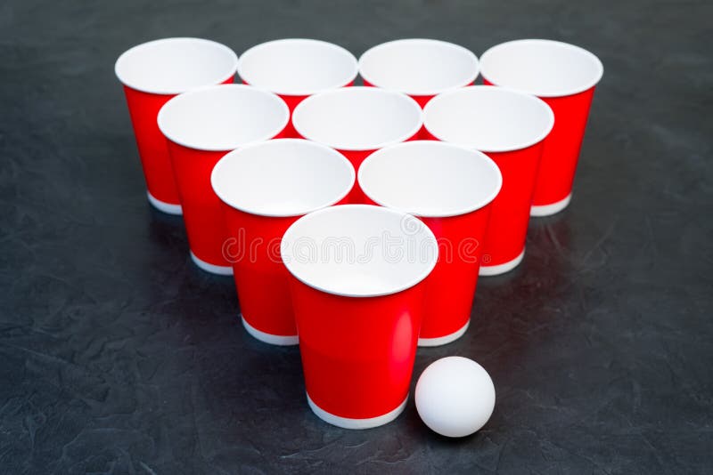 Beer Pong. Popular Game at Parties. Place for Your Text Stock Image