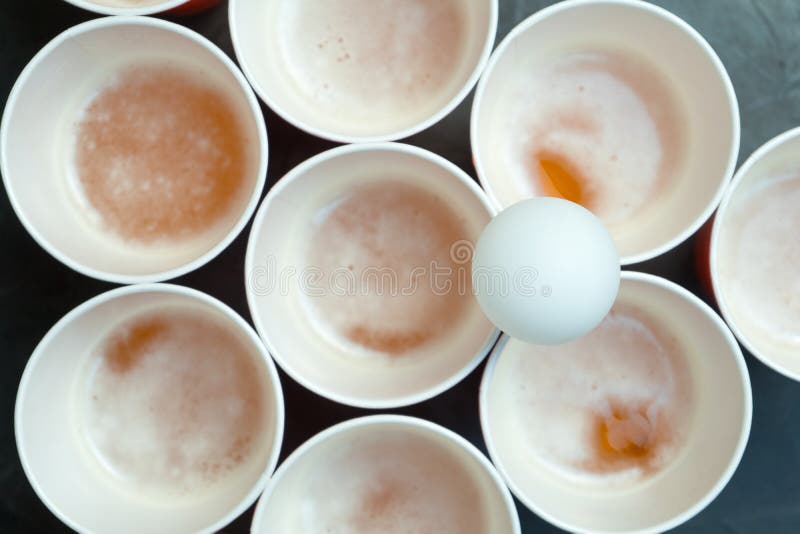Beer Pong. Popular Game at Parties. Place for Your Text Stock Photo