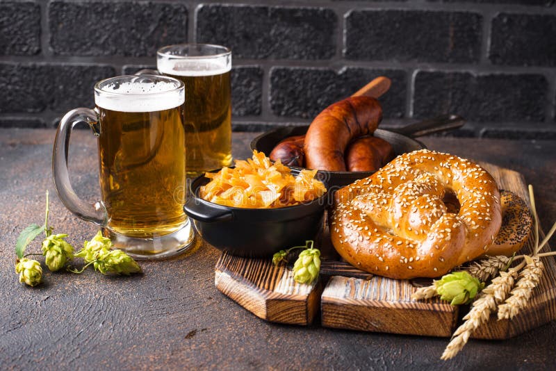 Beer, Pretzels and Bavarian Food Stock Image - Image of cabbage, munich ...