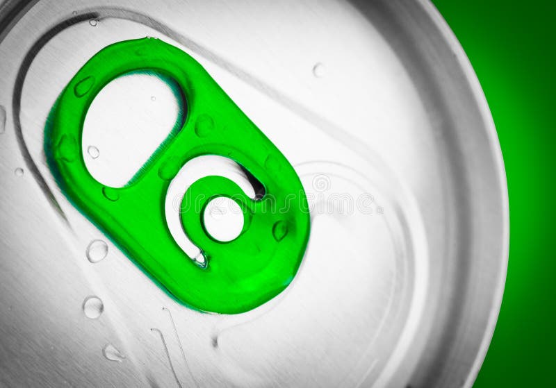 Beer or soft drink can on a green background