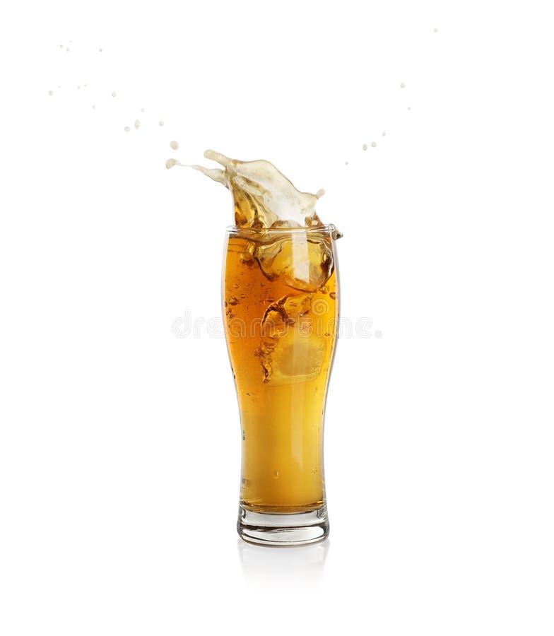 Beer Splashing Out of Glass on White Background Stock Photo Image of cool, foam 257550612