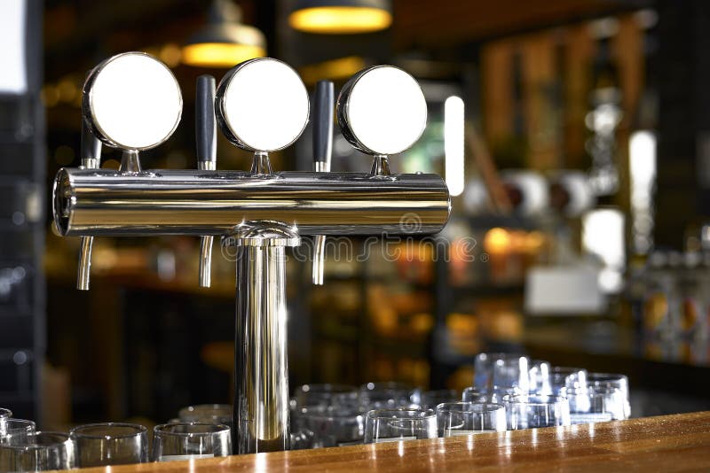 Beer Tap in Bar, Mock Up with Selective Focus. Stock Photo - Image of  drink, golden: 187987806