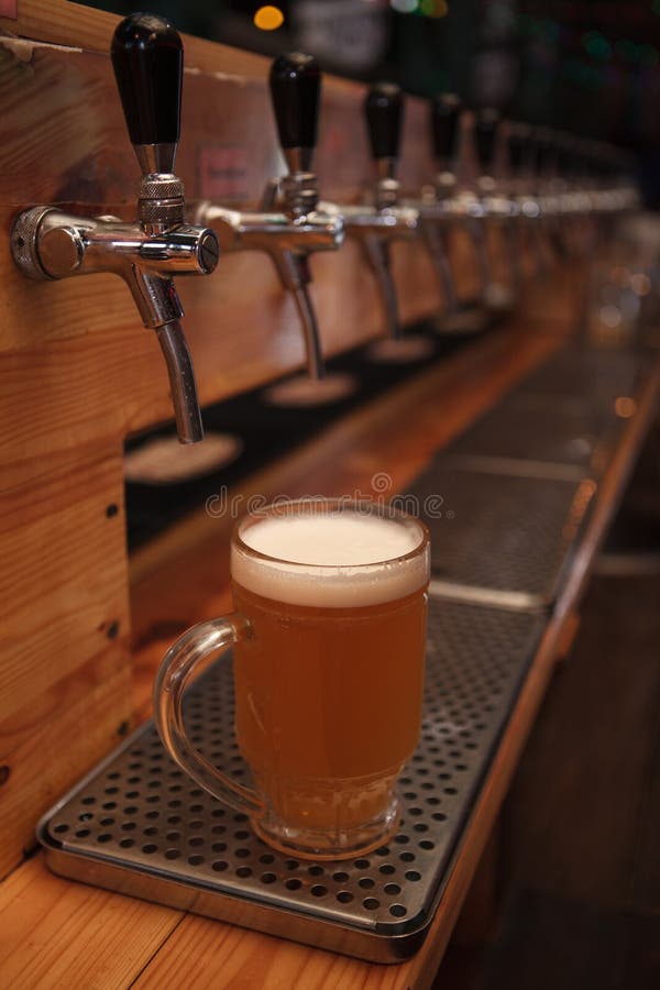 Beer Tap with Glass of Beer Stock Photo Image of nightlife, alcohol