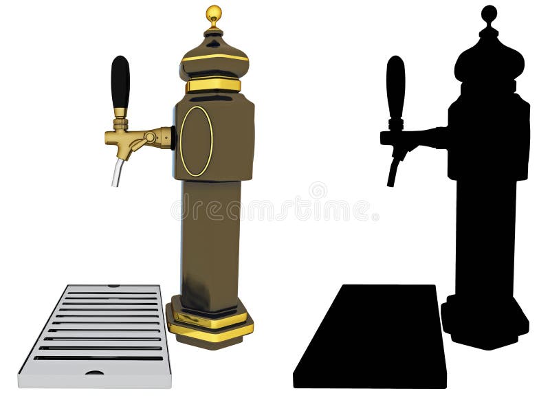 Beer tap and silhouette stock illustration. Illustration of beverage