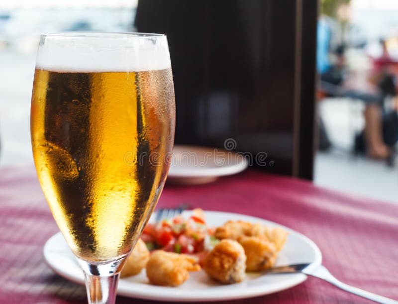 Beer and tapas stock photo. Image of meal, pint, spain 98504722