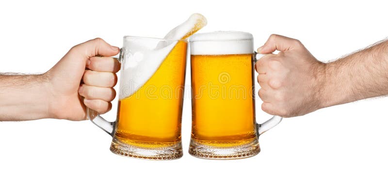 Beer toasting with splash