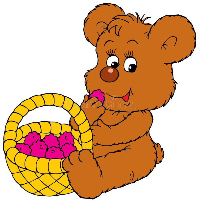 Beer Die Zoete Honing Met Tekenfilmstijl Eet Vector Illustratie