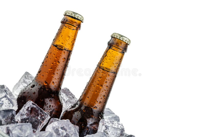 Beer is in ice stock image. Image of profitable, bottle 7351431