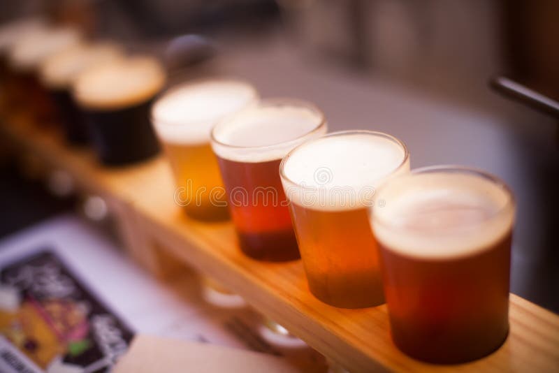 Beers for tasting stock image. Image of cold, lager 127033693