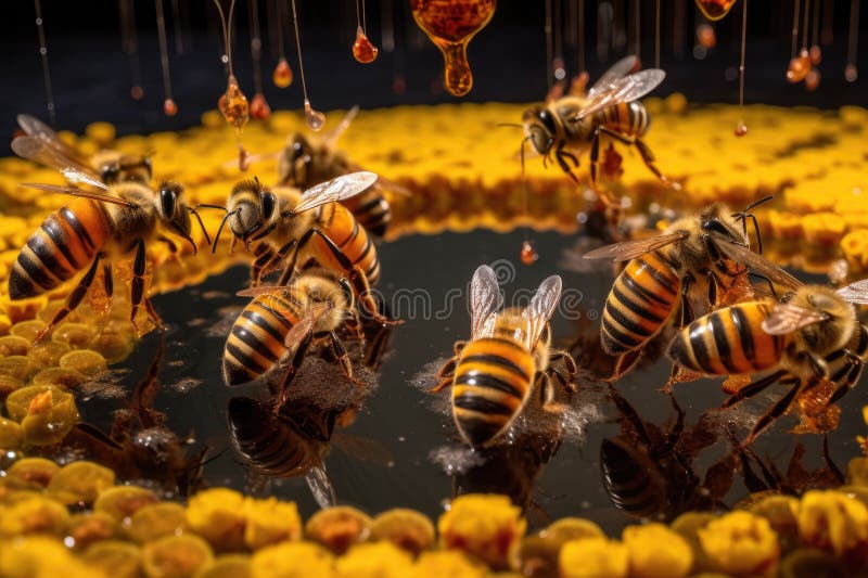 bees performing waggle dance for navigation, created with generative ai