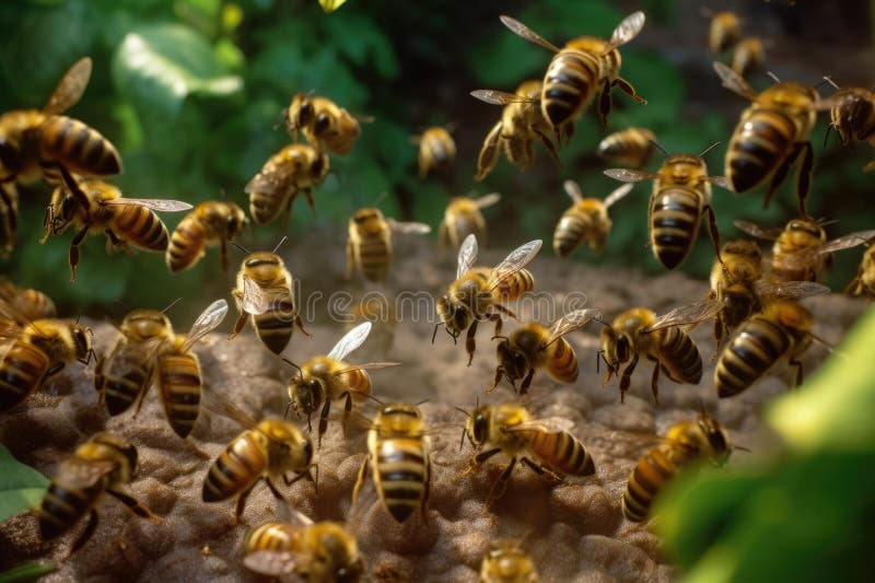 bees performing a waggle dance to communicate, created with generative ai