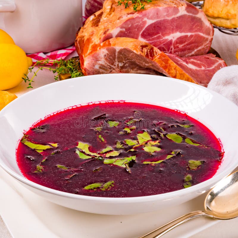 Beet Green Soup with Pastries Stock Photo Image of polish, starter