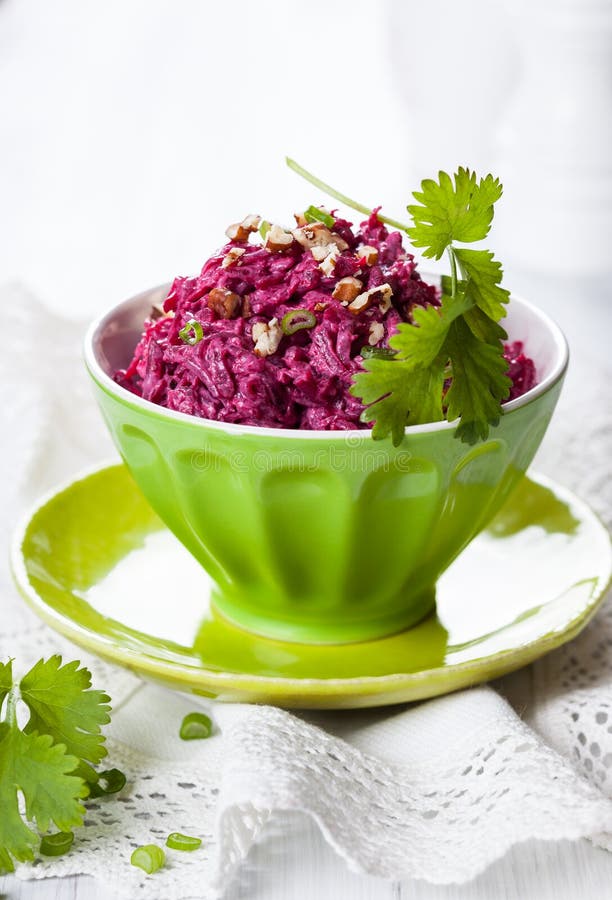 Red beet salad with egg stock image. Image of cuisine 30126499