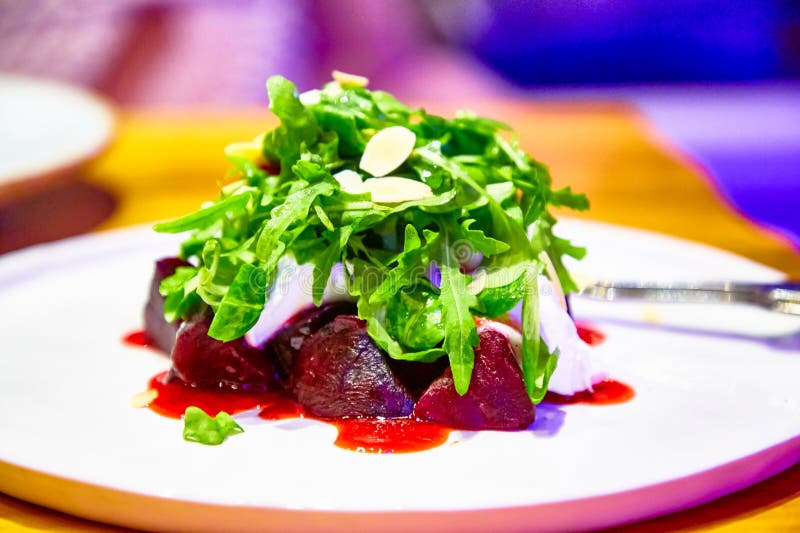 Beet salad with sour cream stock photo. Image of cream 164304242