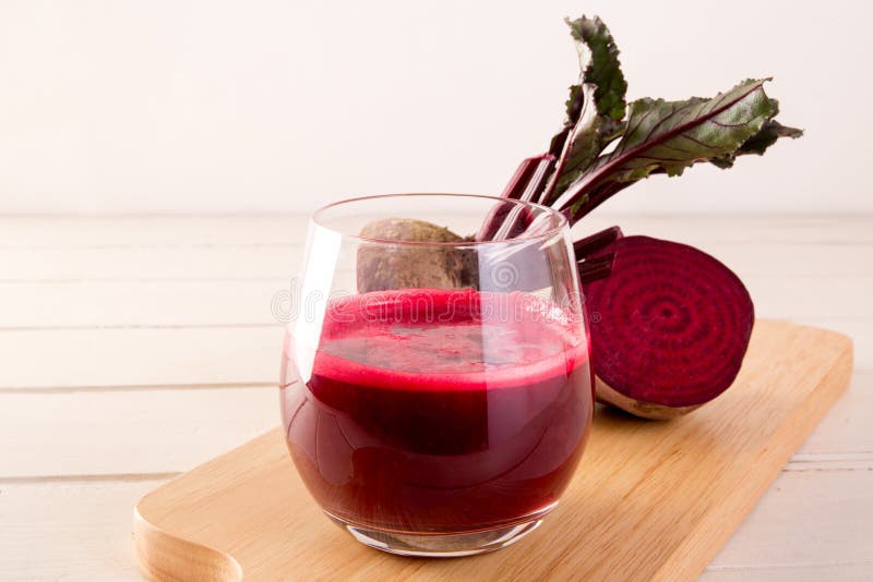 Beetroot Cold Pressed Juice in Glass, Healthy Raw Vegetable Stock Image