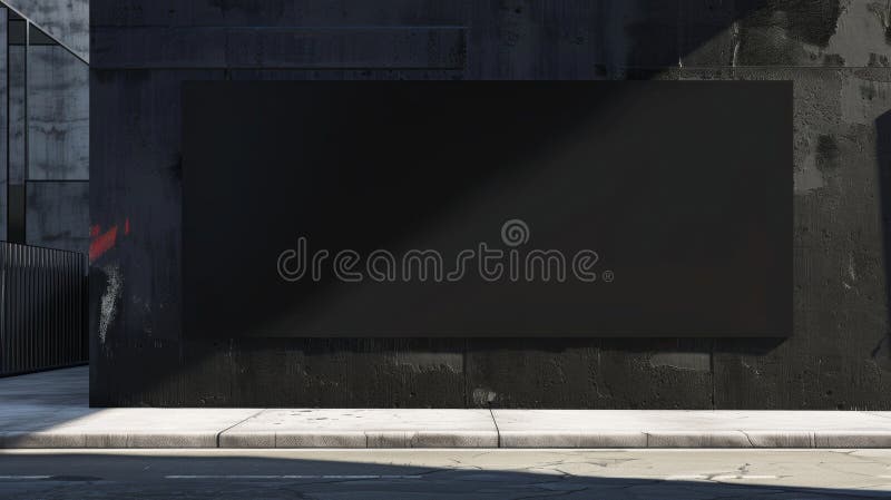 Blank mockup of a construction site hoarding with a sleek black background and minimalistic text conveying a sense of sophistication and quality. . AI generated. Blank mockup of a construction site hoarding with a sleek black background and minimalistic text conveying a sense of sophistication and quality. . AI generated