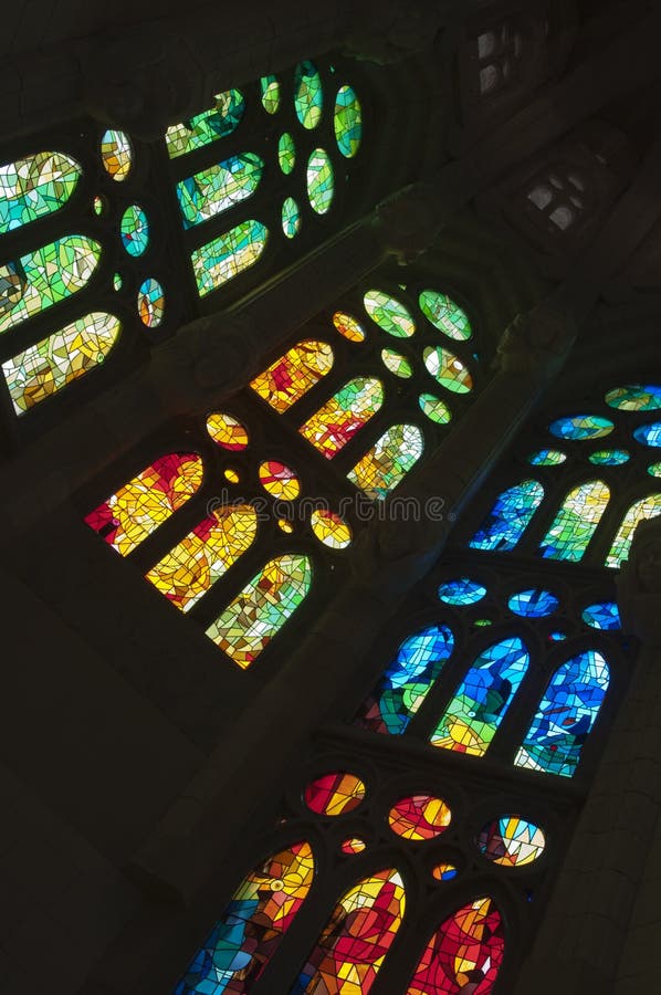 A stained glass window in a church. A stained glass window in a church