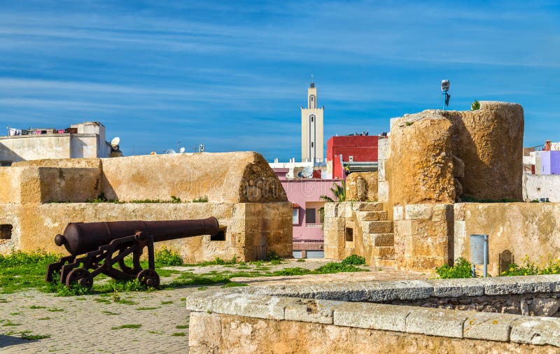 Befästningar av den portugisiska staden av Mazagan i El-Jadidia, Marocko fotografering för bildbyråer Befästningar av den portugisiska staden av Mazagan i El-Jadidia, Marocko fotografering för bildbyråer